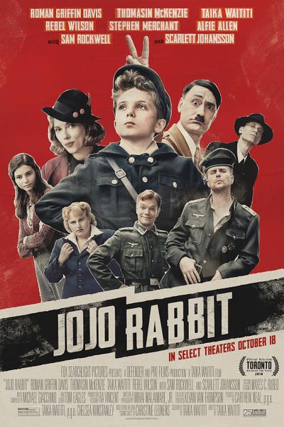 Jojo Rabbit poster art Hunt For The Wilderpeople, Jojo Rabbit, Alfie Allen, Oscars 2020, Chris Kyle, Sacha Baron Cohen, Josh Hartnett, Zombie Land, German Boys