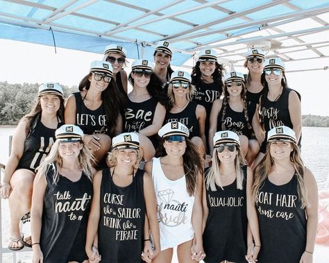 Lake themed bachelorette party. Sailor Bachelorette Party, Lake Themed Bachelorette Party, Lake House Bachelorette, Lake House Bachelorette Party, Bachelorette Party Lake Weekend, Nautical Theme Bachelorette Party, Boat Bachelorette Party, Bachelorette Party Lake, Cruise Bachelorette Party