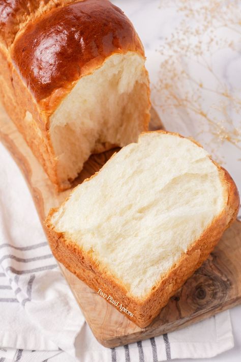 Japanese Milk Bread | Two Plaid Aprons Milk Bread Recipe Homemade, Milk Bread Aesthetic, Tangzhong Bread, Baking Portfolio, Fluffy Bread Recipe, Bread Aesthetic, Hokkaido Milk Bread, Portuguese Sweet Bread, Japanese Bakery