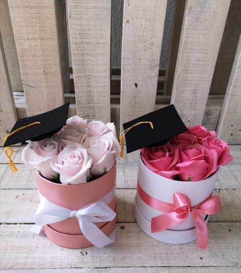 Graduation Floral Arrangements, Graduation Arrangements, Graduation Bouquet Ideas, Client Gift Baskets, Graduation Flowers Bouquet, Diy Graduation Decorations, Graduation Flower Bouquet, Ribbon Rose Bouquets, Ribbon Flowers Bouquet