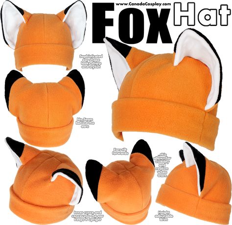 Pola Topi, Fox Hat, Plushie Patterns, Sewing Stuffed Animals, Diy Hat, Plush Pattern, Creation Couture, Cat Hat, Diy Couture