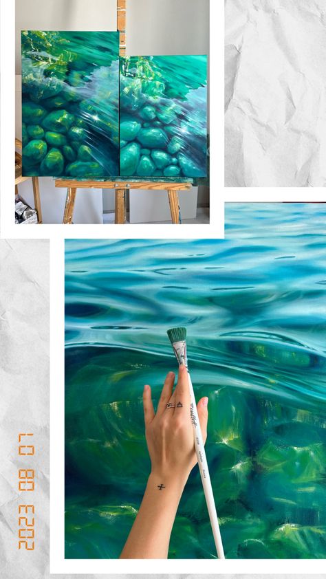 underwater ocean painting, underwater seascape painting, beach tutorial, sea tutorial, ocean tutorial, how to do underwater acrylic art, artist art waves beach new art painting sea ocean water elements oil acrylics techniques on canvas sea lover landscape homedecor, interiordesign, interiorart, homestyling interior art video art ideas art collection modern art 2023 green blue aesthetics Beach Painting Tutorial, Ocean Tutorial, Underwater Seascape, Painting Underwater, Blue Aesthetics, Underwater Ocean, Ocean Underwater, Art 2023, Waves Beach