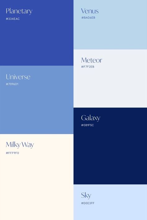 What Colour Goes With Blue, Aesthetic Colours For Room, Cool Blue Colour Palette, Royal Blue Color Pallete, Color That Goes With Blue, Shades Of Blue Colour Palettes, Colour Palette Blues, Cool Blue Palette, 7 Colour Palette