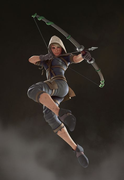 Archer, Nikolai Zaharov on ArtStation at https://www.artstation.com/artwork/KAgeB Archer Pose, Archery Poses, Woman Archer, Archer Characters, Bow Pose, Action Pose Reference, Yoga Poses Advanced, Female Pose Reference, Body Reference Poses