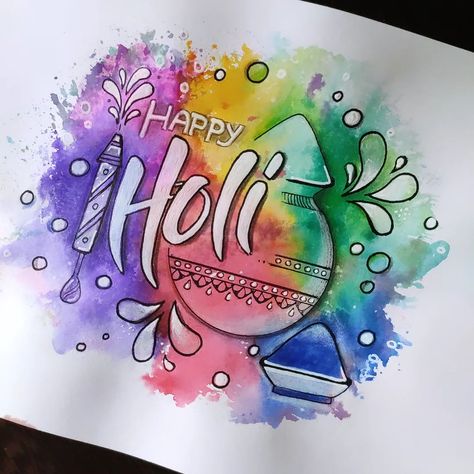 Holi Festival drawing with Watercolor background... Check out this video full tutorial link in Bio 🤗❤️... . . . . #colorfestival #holi #holidrawing #happyholi #holimandala #holifestival #postercolour #watercolorart #posterdesign #watercolor #watercolour #watercolorpainting #watercolorbackground @vennila_yl_creations Holi Festival Drawing, Holi Painting, Holi Drawing, Drawing With Watercolor, Festival Drawing, India Painting, Festivals Of India, Diy Jewelry Unique, Background Drawing