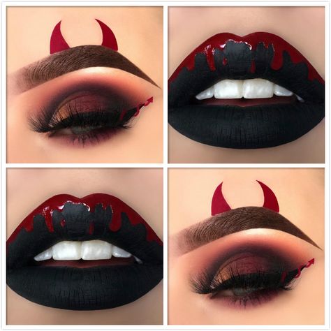 Hallowen Schminke, Nem Halloween Makeup, Devil Makeup Halloween, Fest Smink, Makeup Natural Look, Maquillage Halloween Simple, Makeup Zombie, Halloween Makeup Clown, Halloween Gesicht