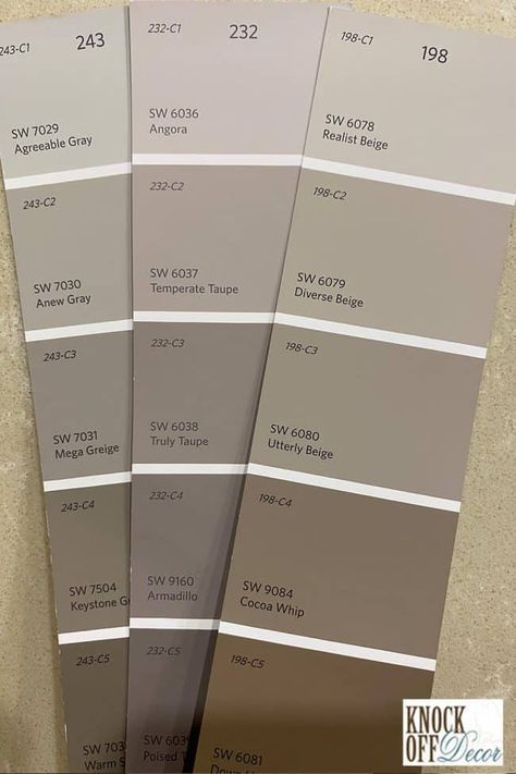 Mega Griege Bedroom, Sw Mega Greige Coordinating Colors, Mega Greige Sherwin Williams Bedroom, Perfect Griege Sherwin Williams Exterior, Greige Color Palette For Home, Greige Deck Paint, Greige Home Decor, Sw Mega Greige Cabinets, Mega Greige Cabinets