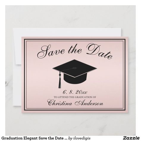 Save The Date Graduation, Graduation Save The Date, Elegant Save The Date, Gold Graduation Party, Silver Invitation, Graduation Announcement Cards, Web Design Tutorials, Save The Date Postcards, Graduation Celebration