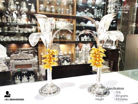 Silver Articles, Banana Plant, Pooja Items, Silver Pooja Items, Banana Plants, Hand Work Blouse, Banana Tree, Hand Work Blouse Design, Pooja Room