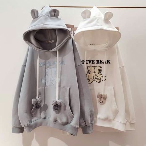 Hudi Item Girl, Kawaii Hoodie Sweatshirt For Streetwear, Kawaii Clothes Sweatshirts & Hoodies, Kawaii Hooded Winter Sweatshirt, Hoddies Outfits Girl Korean, Kawaii Hooded Sweatshirt With Graphic Print, Baseball Jacket Outfit, Hoodies Style, White Tracksuit