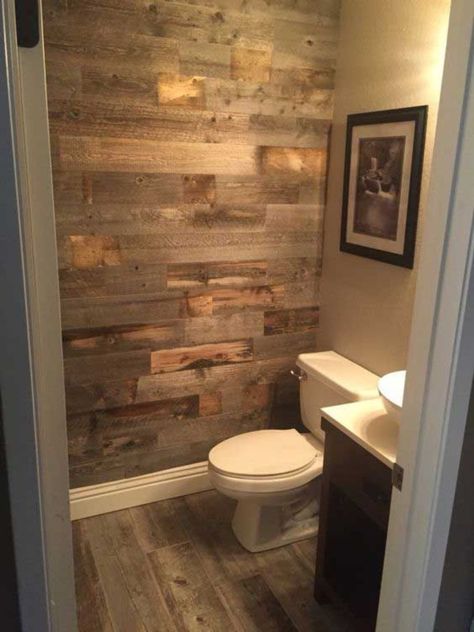 awesome 37 Stunning Wood Accents to Refresh Your Bathroom https://matchness.com/2018/01/02/37-stunning-wood-accents-refresh-bathroom/ Tile Bathrooms And Showers, Makeover Kamar Mandi, Farmhouse Bathroom Remodel, Small Basements, Rustic Bathrooms, Basement Bathroom, Half Bathroom, Rustic Bathroom, Bathroom Renos