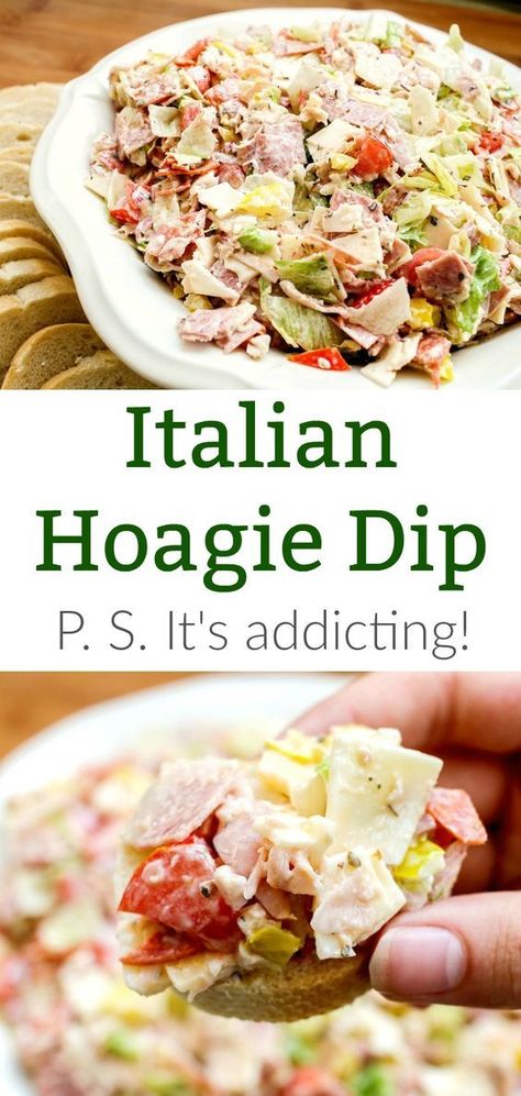 Hoagie Dip Recipe, Italian Hoagie Dip, Hoagie Dip, Italian Hoagie, Party Food Menu, Superbowl Food, Super Bowl Party Food, Super Bowl Recipes, Superbowl Appetizers