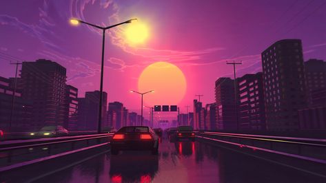 Wallpaper Engine Wallpapers, Wallpaper Engine, Wallpaper Macbook, Wallpaper Estetika, Vaporwave Wallpaper, Desktop Background Pictures, New Retro Wave, Sunset City, Spring Wallpaper