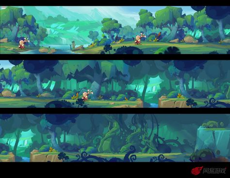 ArtStation - Demo, Scene concept of the game “Fairy tales the world of the brave” copyright by NetEase 2d Game Background, Fairy Games, Fairy Background, Game Background Art, Forest Games, Indie Game Art, Map Games, Game 2d, Game Background