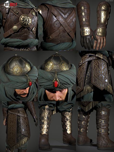 Persian Warrior / Art Bully Productions Workshop - Polycount Forum Middle Eastern Armor, Persian Warrior Art, Saracen Warrior, Persian Clothes, Persian Costume, Indian Armor, Persian Armour, Persian Armor, House Character