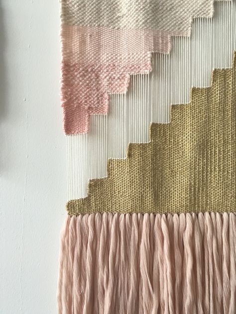 Weaving by Maryanne Moodie فن النسيج, Wall Weave, Weaving Loom Projects, Weaving Wall Hanging, Woven Wall Art, Diy Weaving, Blush Gold, Weaving Textiles, Weaving Projects