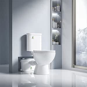 SUPERFLO Macerating Toilet System Silent & Powerful Upflush Toilet to Bathroom Sink &Tub with 600W Toilet Pump & AC Vent for Basement Basement Plumbing, Upflush Toilet, Basement Toilet, Small Den, Tall Toilets, Sewage Pump, Ac Vent, Bidet Toilet, Flush Toilet