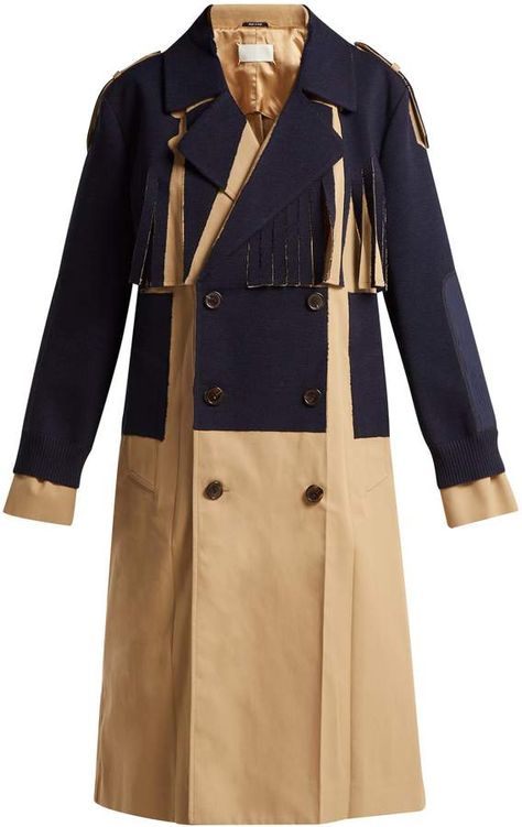 MAISON MARGIELA Contrast-panel fringed trench coat Designer Coats, Classic Trench Coat, Beige Style, Coat Design, Coat Women, Trench Coats Women, Navy Women, Luxury Design, Duster Coat