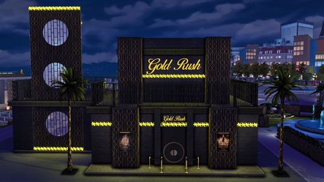 Gold Rush - Nightclub | Bean's Builds on Patreon Sims 4 Nightclub, Mcdonald's Restaurant, Sims 4 House Building, Sims 5, Sims 4 Cc Folder, Sims 4 Mods Clothes, Cafe Interior Design, Sims 4 Build, Sims 4 Houses