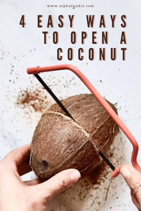 How To Open A Coconut, How To Cut Coconut, Coconut Diy, Open A Coconut, Coconut Shell Crafts, Coconut Bowls, Perfect Eggs, Nut Milk Bag, Diy Pantry