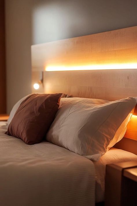 "Elevate your sleep space with DIY Headboard Lighting! 🛠️💡 Perfect for adding ambiance and functionality to your bedroom. 🌟✨ #DIYBedroom #LightingInspiration #HomeDecor" Headboard Lighting, Primary Bedrooms, Headboard With Lights, Diy Headboard, Furniture Makeovers, Accent Lighting, Lighting Inspiration, Furniture Makeover Diy, Bedroom Diy