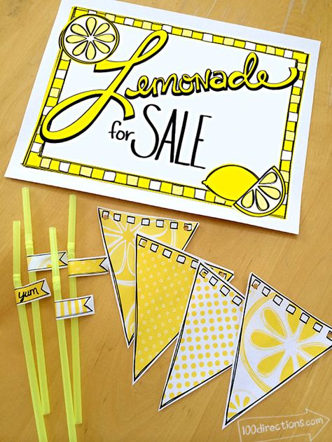 Lemonade Stand Signs Diy, Lemonade Stall, Lemonade Stand Decor, Lemon Classroom, Lemonade Business, Kids Lemonade Stands, Computer Space, Lemonade Stand Sign, Lemonade Stand Party