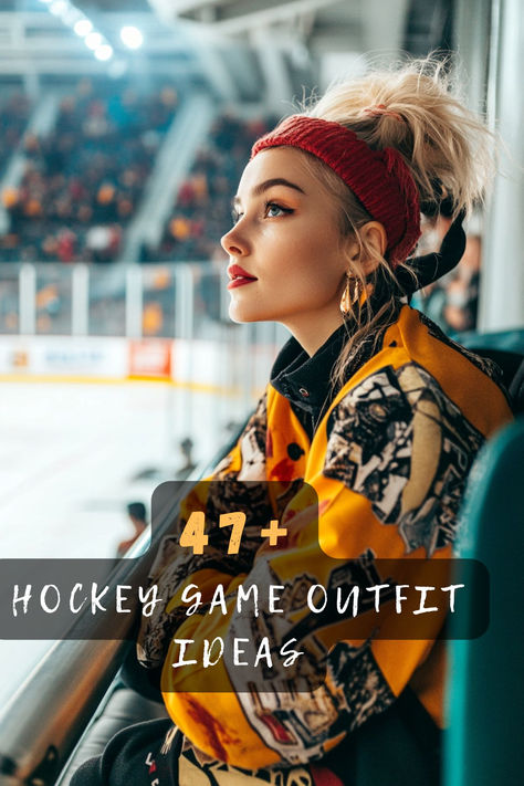 Explore 47 outfit ideas for a hockey game that combine style and comfort. From team jerseys to cozy layers, these looks are perfect for cheering in the stands. Click to discover these game day inspirations and find your perfect match for the rink! 🏒🥅 #HockeyGameStyle #OutfitInspo #GameDayLooks #StylishComfort #CheerOn #HockeyFashion #RinkReady Outfit For Hockey Game Cute, Shoresy Hockey, What To Wear To A Hockey Game, Hockey Mom Outfit Style, Cute Hockey Game Outfit, Hockey Game Outfits For Women, Hockey Game Outfits, Game Outfit Ideas, Hockey Outfit