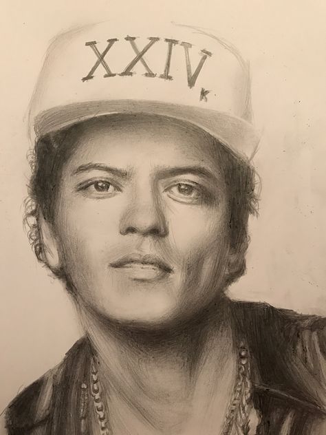 Bruno Mars Pencil Drawing Celebrity Sketches Easy, Bruno Mars Portrait, Bruno Mars Drawing, Mars Drawing, Miguel Singer, Nike Logo Wallpapers, Best Drawing Ideas, Torso Tattoos, Celebrity Portraits Drawing