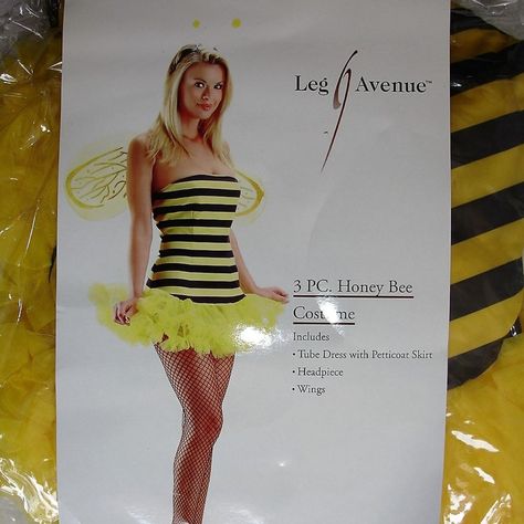 All New Leg Avenue Honey Bee Costume & Stockings. Size: M/L This Is Brand New, Never Worn. I Close My Store. These Are Some Of My Inventory. I Will Post More Costumes Soon. Tweety Bird Costume, Little Miss Muffet Costume, Honey Bee Costume, Princess Peach Halloween Costume, Princess Peach Halloween, Union Jack Dress, Lamb Costume, Bumble Bee Costume, Bug Costume