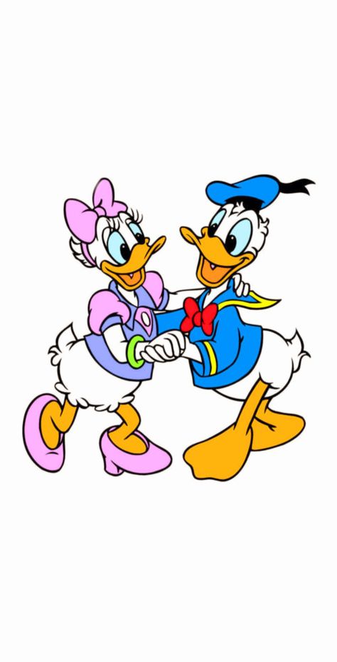 Donald Duck And Daisy Drawing, Daisy Drawing, Donald And Daisy, Duck Illustration, Duck Wallpaper, Donald And Daisy Duck, Kids Playroom Decor, Disney Valentines, Disney Cartoon Characters