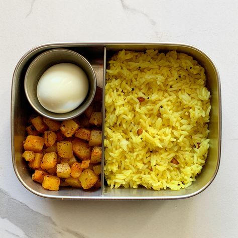 Egg Lunch Ideas, Lunchbox Ideas Kids, Lunchbox Meals, Healthy Lunch Box Ideas, Homemade School Lunches, Kids Lunch Box Meals, Potato Fry, Curd Rice, Tiffin Recipe