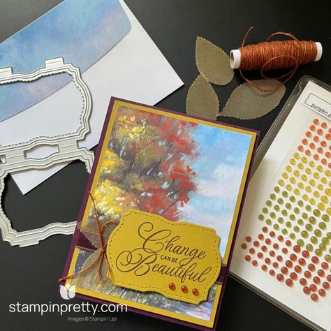 NEW PROJECT!  A Simple Autumn Card That Expresses Your Gratitude in Product Highlight, Mary Fish, Stampin Pretty, Autumn Paper, Easy Christmas Gifts, Free Card, Fall Mini, Designer Series Paper, Card Tutorial