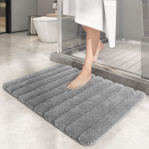 Grey Bathroom Floor, Light Grey Bathrooms, Grey Bathroom Rugs, Bathroom Floor Mat, Indoor Door Mats, Bathroom Rugs Bath Mats, Cotton Bath Rug, Bathroom Rug Sets, Bathroom Mat