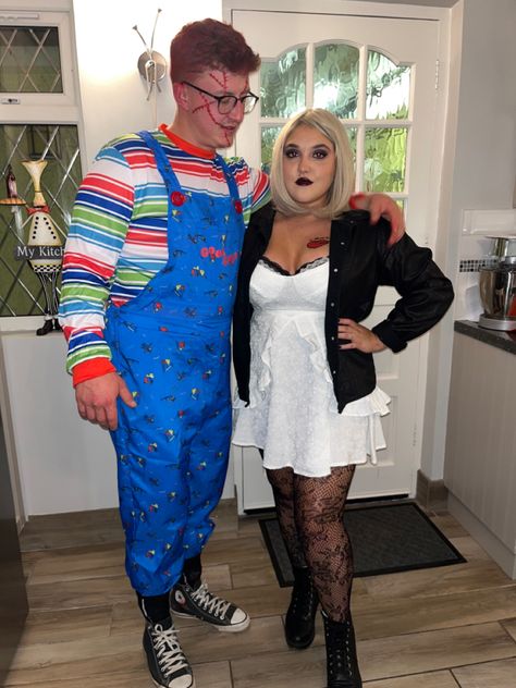 Chucky And His Bride, Chucky Halloween, Couple Halloween, Halloween Outfits, Halloween Costumes, Sweater Dress, Halloween