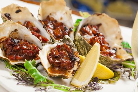 Australian Oysters Kilpatrick Recipe: An Oyster Recipe From Down Under | Seafood | 30Seconds Food Oysters Kilpatrick, Cooked Oysters, Balsamic Vinaigrette Recipe, Smashed Potatoes Recipe, Baking Measurements, Oyster Recipes, Super Easy Recipes, Balsamic Vinaigrette, Fries In The Oven