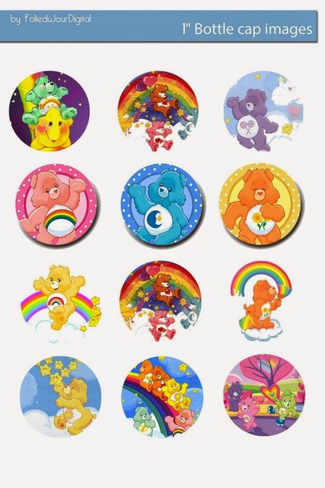 Free Bottle Cap Images: Free Care bears digital bottle cap images Baby Shower Oso, Care Bears Birthday Party, Bottle Cap Jewelry, Care Bear Party, Care Bear Birthday, Bottle Cap Necklace, Bottle Cap Art, Magnet Crafts, Bottle Cap Crafts