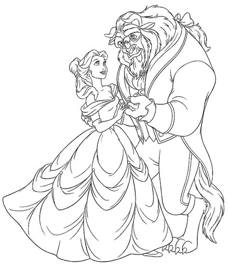 Beauty And The Beast Drawing Sketches, Pencil Line Art, Beauty And The Beast Coloring, Character Posing, Disney Princess Style, Beauty And The Beast Drawing, Belle Coloring Pages, Drawings To Trace, Beauty And The Beast Tattoo