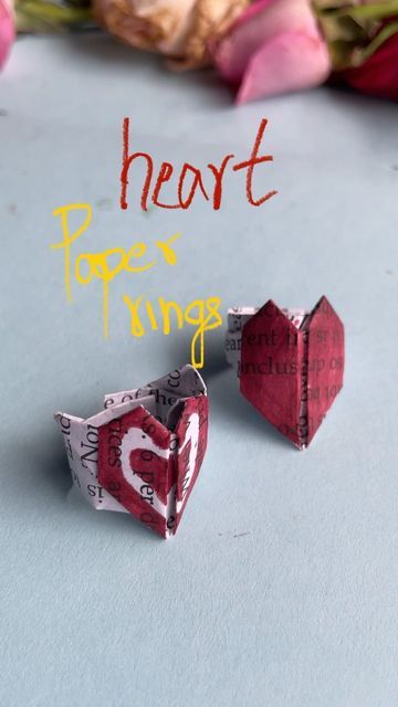 sherin on Instagram: "Heart rings tutorial! Let me know if y’all want a detailed tutorial on this ! Just fold as shown in the video! Glue it at the end! #paperrings #tutorialsvideos #diycrafts" Paper Heart Ring, Crafts With Glue, Rings Tutorial, Heart Things, Notes Diy, Diy Heart, Instagram Heart, Heart Rings, Paper Ring