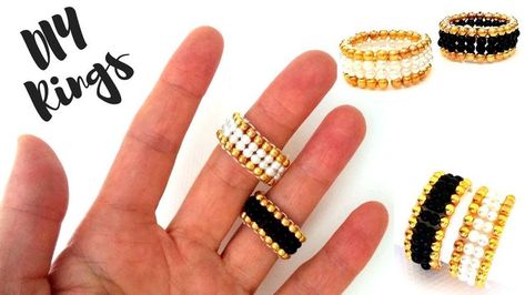 10 minutes DIY ring. Beaded rings for beginners. ring making tutorial Rings For Beginners, Ring Making Tutorial, Anel Tutorial, Easy Beading Tutorials, Paper Beads Tutorial, Diy Beaded Rings, Diy Jewelry Rings, Diy Ring, Gelang Manik-manik