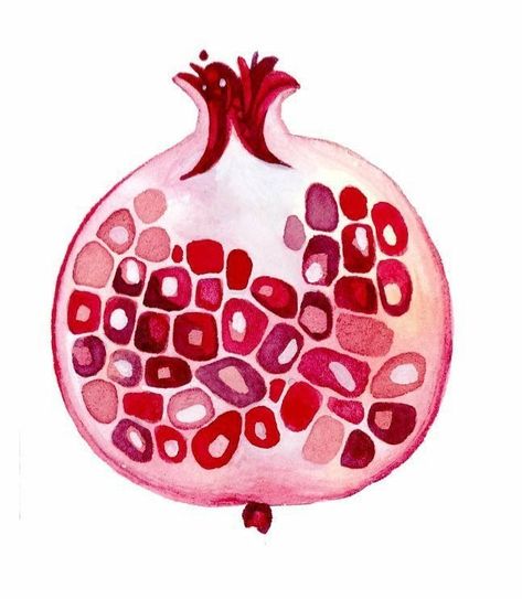 Watercolor Layering, Pomegranate Watercolor, Pomegranate Art, Gouache Illustration, Watercolor Ink, Arte Sketchbook, Fruit Art, Watercolor Inspiration, Illustration Inspiration