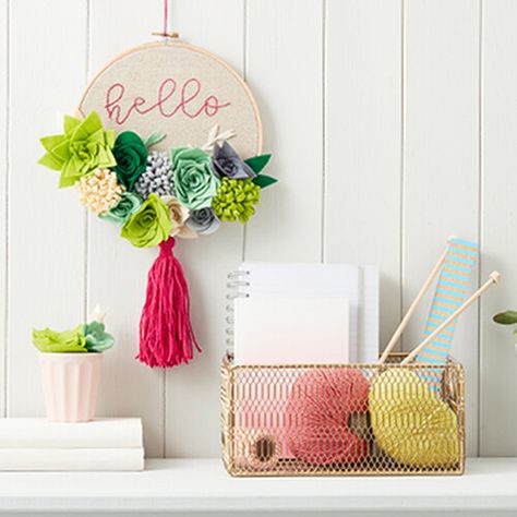 Craft Ideas | Hobbycraft Succulent Wall Hanging, Felt Succulents, Embroidery Hoop Wall, Succulent Wall Art, Fabric Storage Baskets, Embroidery Hearts, Succulent Wall, Felt Sheets, Creating A Blog