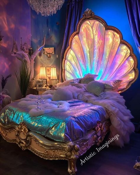 Mermaid Sofa, Wednesday Bedroom, Mermaid Furniture, Mermaid Themed Bedroom, Mermaid Room Decor, Mermaid Bathroom Decor, Luxury Kids Bedroom, Bunny Room, Dream Bedroom Inspiration