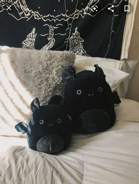 Black Stuffed Animal, Black Decorative Pillows, Gothic Baby, Goth Baby, Baby Bats, Cute Bat, Game Pictures, Cat Plush, Cute Stuffed Animals