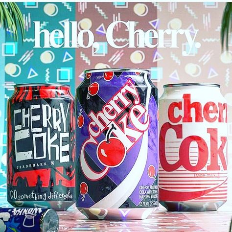 Cherry Coke! Early 1990s! . . . . #AwesomeAds #Retro #Classic #Nostalgia #1990s #1980s #Vintage #gamer #beverages #fun #80s #90s #Branding… 1990s Nostalgia, رسم كاريكاتير, Cherry Coke Can, Cherry Coke, 90s Teen, 80s Nostalgia, World Party, 90s Childhood, Retro Recipes