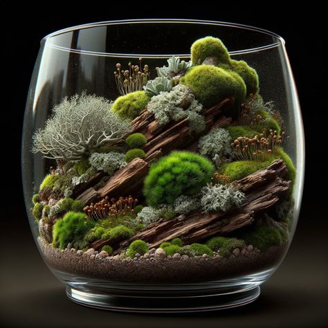 open terrarium with lichens and moss in large diy enclosure of glass Open Terrariums, Terrarium Decor, Nature Crafts, Nature Decor, Natural Products, Terrarium, Craft Projects, Decor Ideas, Australia