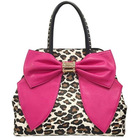 Betsey Johnson Oh Bow Satchel ($128) ❤ liked on Polyvore featuring bags, handbags, pink satchel purse, pink bow purse, bow handbag, satchel purse and betsey johnson handbags Betsy Johnson Bags, Betsy Johnson Purses, Leopard Handbag, Leopard Purse, Bow Purse, Betsey Johnson Purses, Leopard Bag, Unique Handbags, Favorite Purse