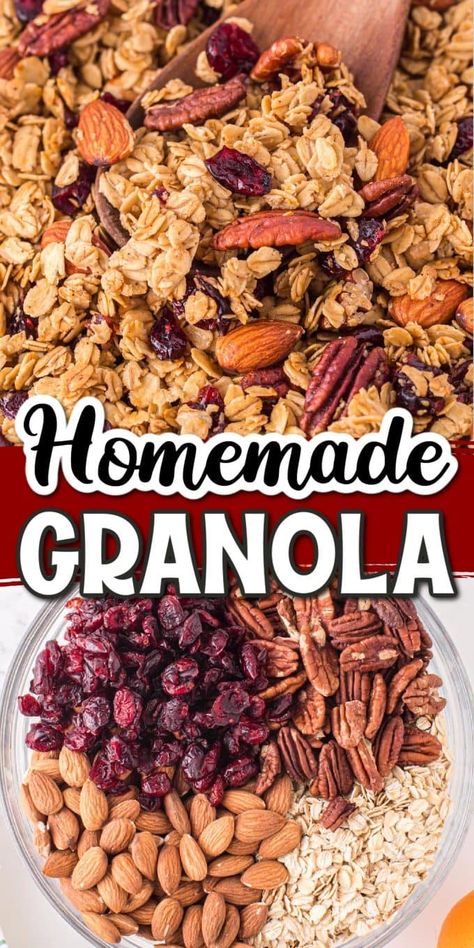 Crunchy Granola Recipe, Diy Granola, Portable Snacks, Crunchy Granola, Granola Healthy, Granola Recipe, On The Go Snacks, Granola Recipes, Homemade Granola