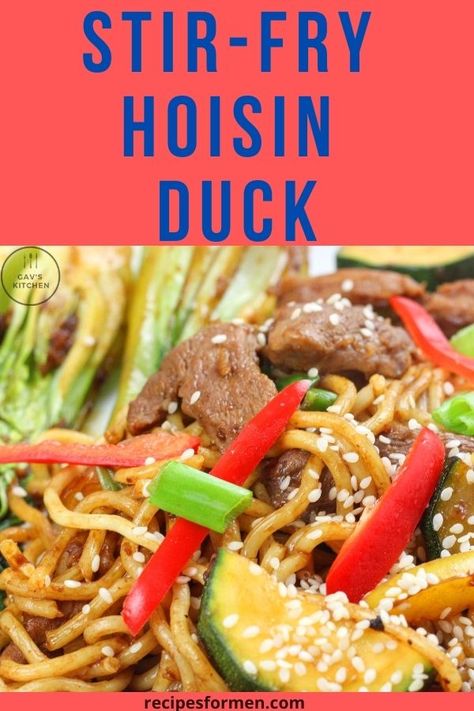 This delicious stir fry Duck Hoisin is quick, cheap and easy to make, and a great meal for all the family. Great with stir fried bok choy. Hoisin duck recipe, hoisin duck, hoisin duck wrap, hoisin duck noodles, stir fry duck recipes, stir fry duck, stir fry duck breast, chinese duck recipes stir fry, duck noodles stir fry, duck breast stir fry recipes, hoisin duck stir fry, asian duck recipes stir fry, hoisin duck stir fry, chinese stir fry, Chinese Duck Recipe, Duck Stir Fry, Duck Noodles, Hoisin Duck, Chinese Duck, Noodles Stir Fry, Duck Breast Recipe, Duck Recipe, Duck Breast