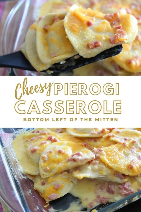 Cheesy Pierogi Casserole Ham And Perogie Casserole, Ham And Pierogi Casserole, Easy Pierogi Casserole, Perogy Casserole Baked, Perogi Casserole, Baked Perogies, Lazy Pierogi, Perogie Casserole, Christmas Casseroles