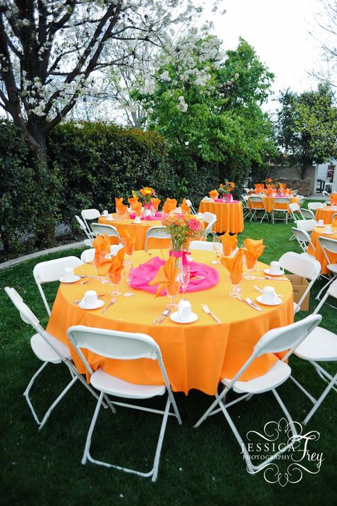 Sundowner Party, Pink And Orange Wedding, Grad Party Theme, Backyard Graduation Party, Yellow Bridesmaid, Sunset Party, Graduation Party Planning, Yellow Party, 30th Party